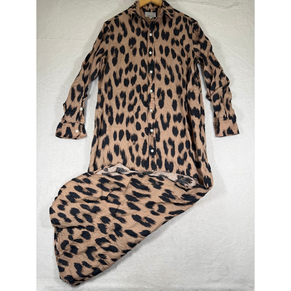 Emily Phillips Nashville Leopard Print Button Down Shirt Tan Black Made in USA 6